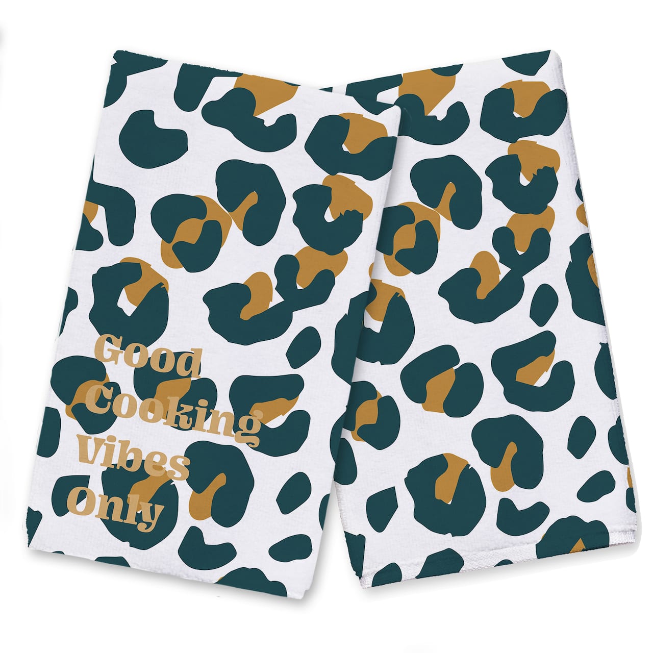 Good Cooking Vibes Only Leopard Tea Towel Set